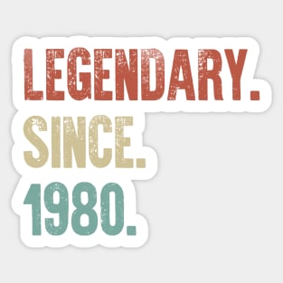 Retro Vintage 40th Birthday Legendary Since 1980 Sticker